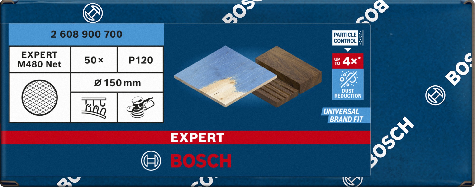 Malla de lija EXPERT M480 para lijadoras excéntricas de 150 mm, G 120, 50 unidades