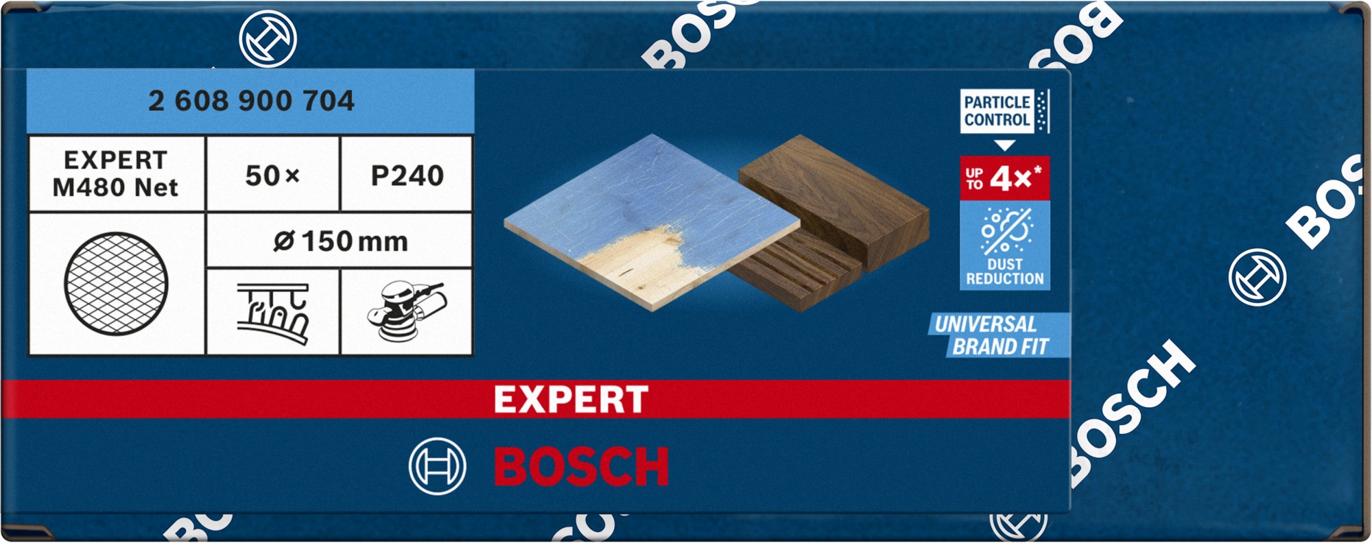 Malla de lija EXPERT M480 para lijadoras excéntricas de 150 mm, G 240, 50 unidades