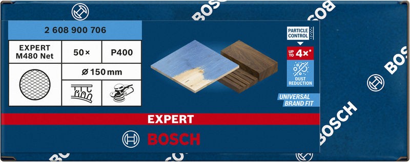 Malla de lija EXPERT M480 para lijadoras excéntricas de 150 mm, G 400, 50 unidades