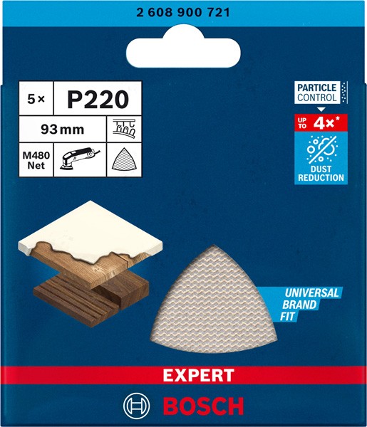 Malla de lija EXPERT M480 para lijadoras delta de 93 mm, G 220, 5 unidades
