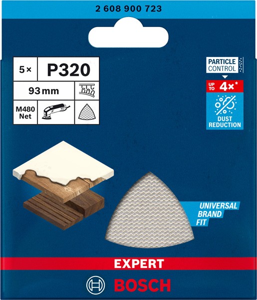 Malla de lija EXPERT M480 para lijadoras delta de 93 mm, G 320, 5 unidades