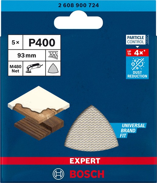 Malla de lija EXPERT M480 para lijadoras delta de 93 mm, G 400, 5 unidades