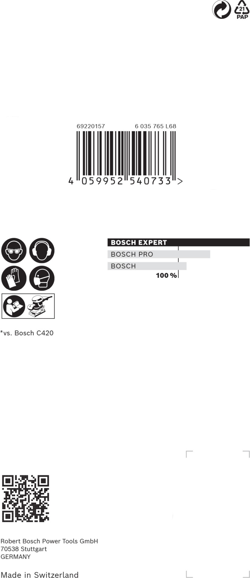 Malla de lija EXPERT M480 para lijadoras orbitales de 80 x 133 mm, G 100, 10 unidades