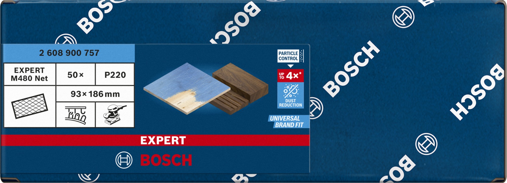 Malla de lija EXPERT M480 para lijadoras orbitales de 93 x 186 mm, G 220, 50 unidades