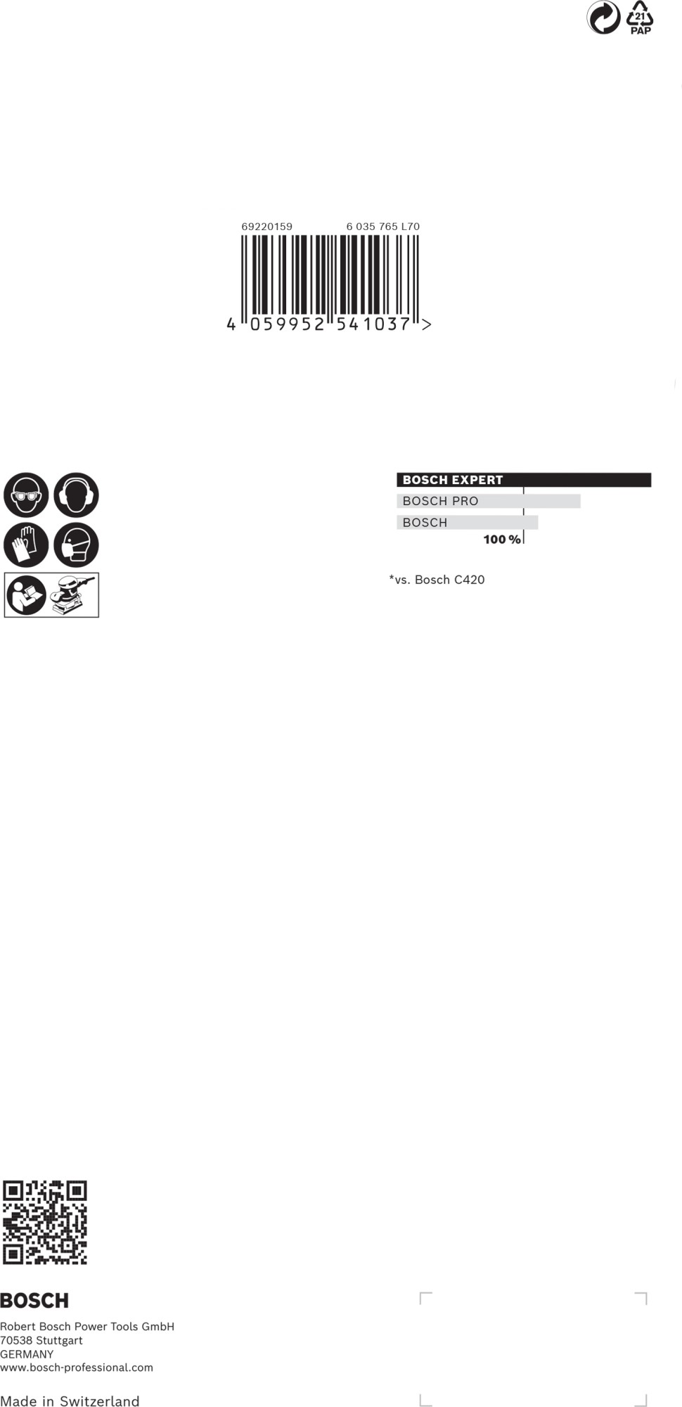 Malla de lija EXPERT M480 para lijadoras orbitales de 115 x 230 mm, G 180, 10 unidades