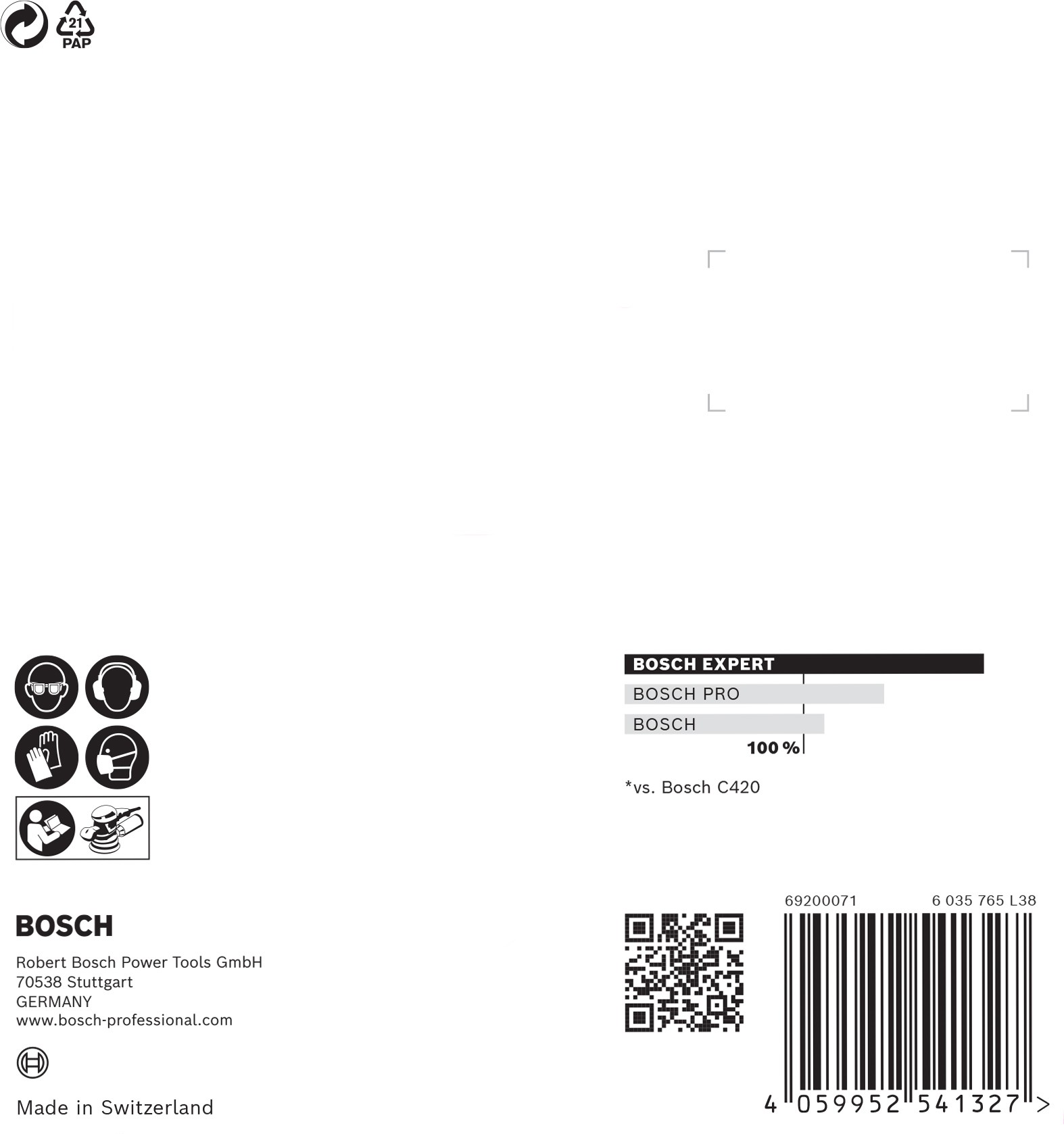 Papel de lija EXPERT C470 con 8 orificios para lijadoras excéntricas de 115 mm, G 40, 5 unidades