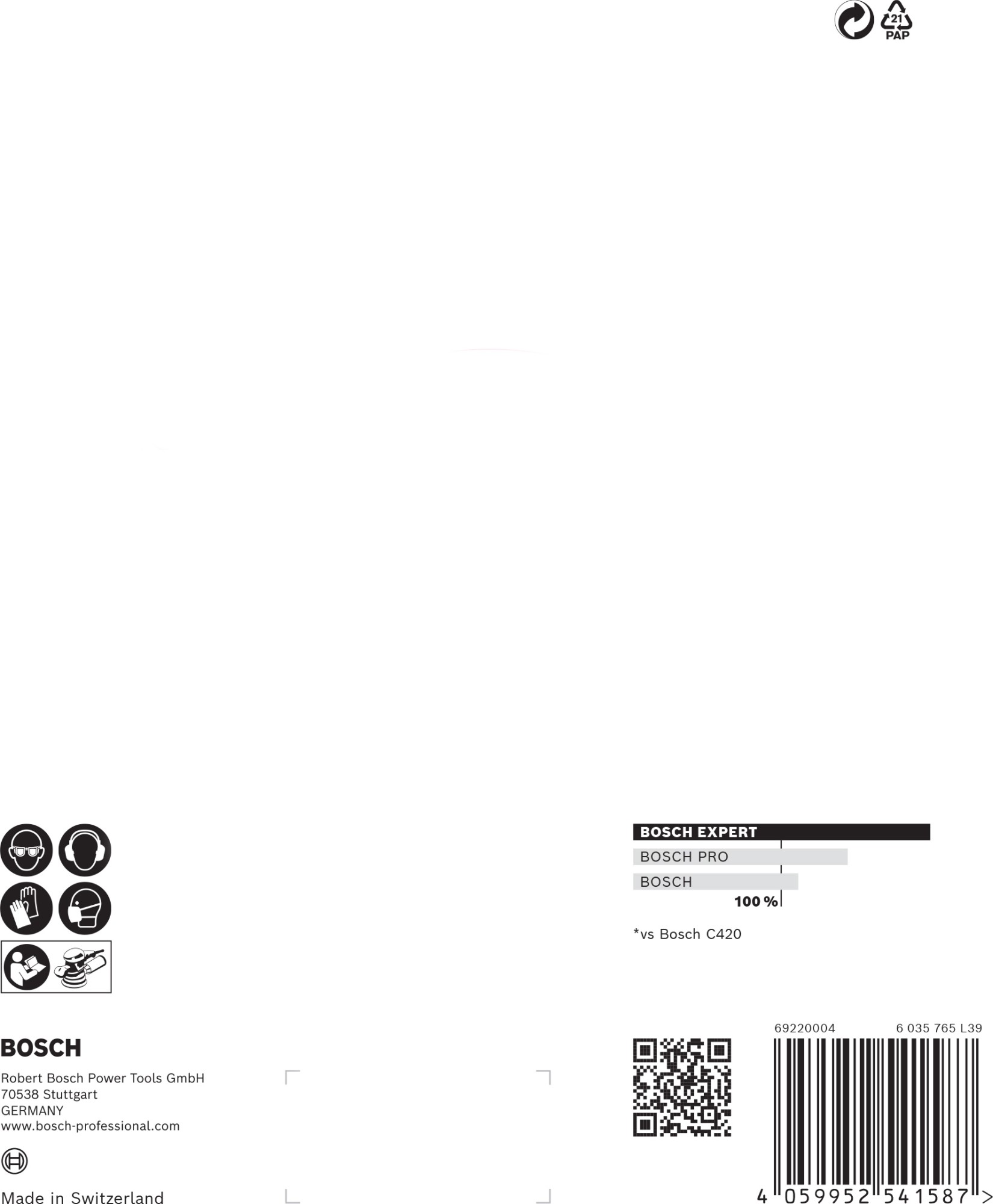 Papel de lija EXPERT C470 con 8 orificios para lijadoras excéntricas de 125 mm, G 400, 5 unidades