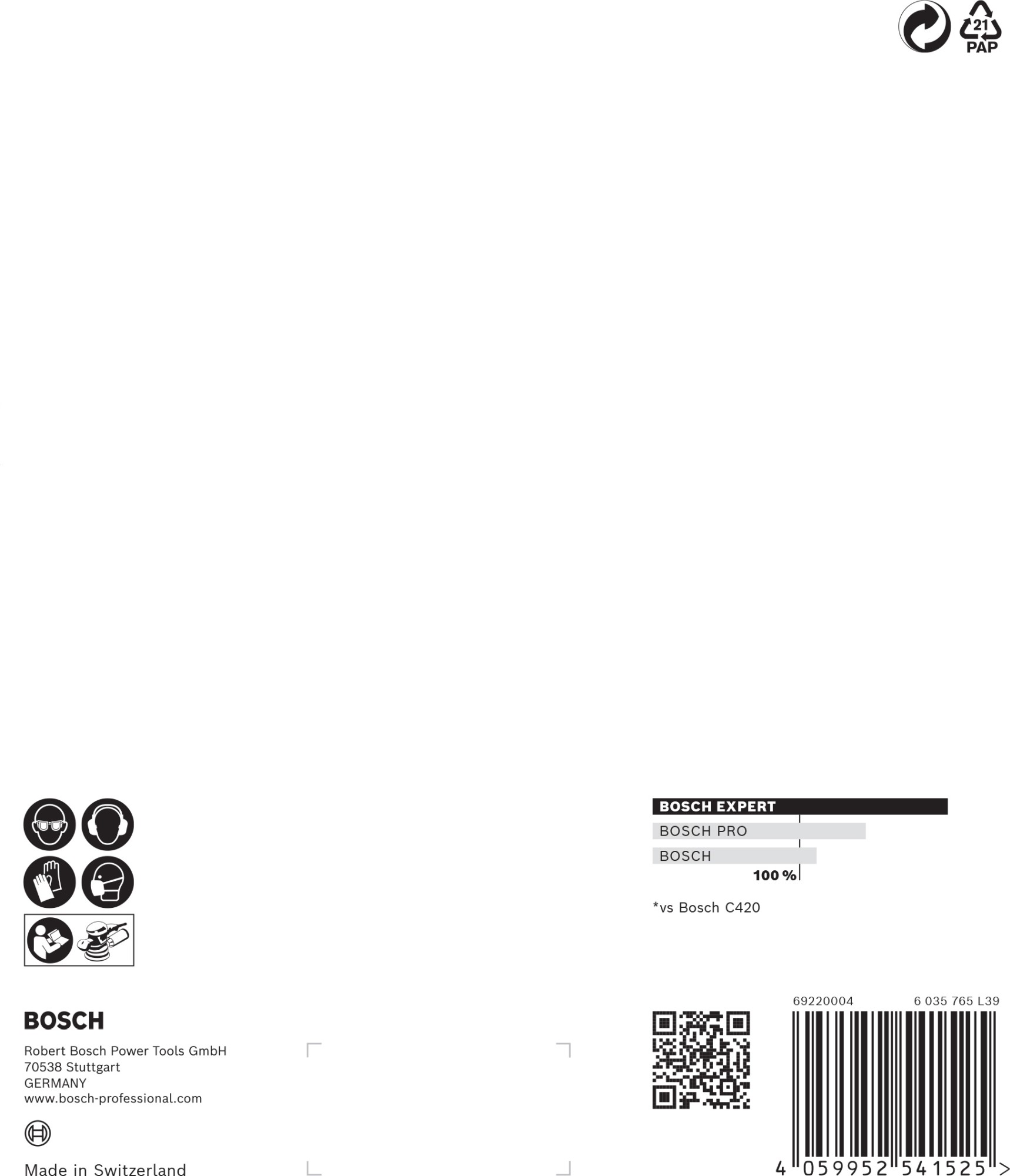 Papel de lija EXPERT C470 con 6 orificios para lijadoras excéntricas de 150 mm, G 60, 5 unidades