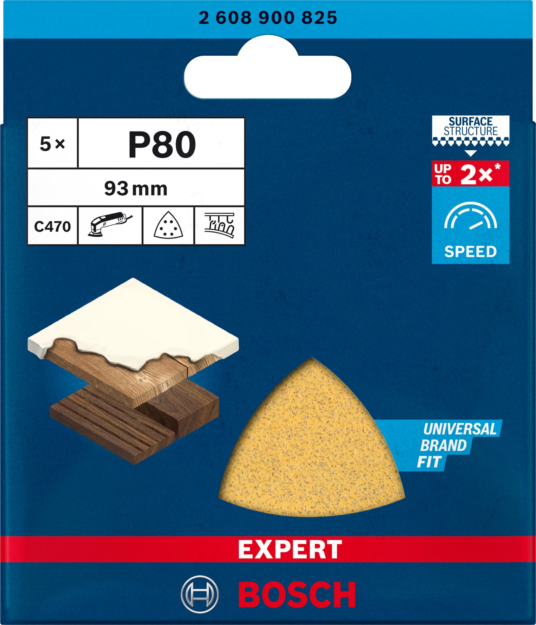 Papel de lija EXPERT C470 para lijadoras delta de 93 mm, G 80, 5 unidades