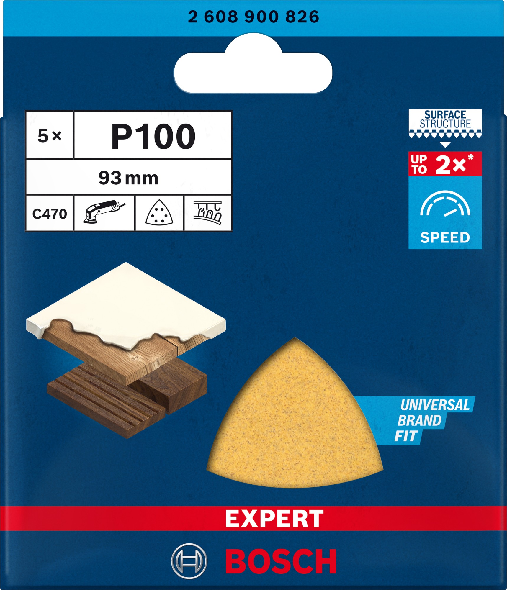 Papel de lija EXPERT C470 para lijadoras delta de 93 mm, G 100, 5 unidades
