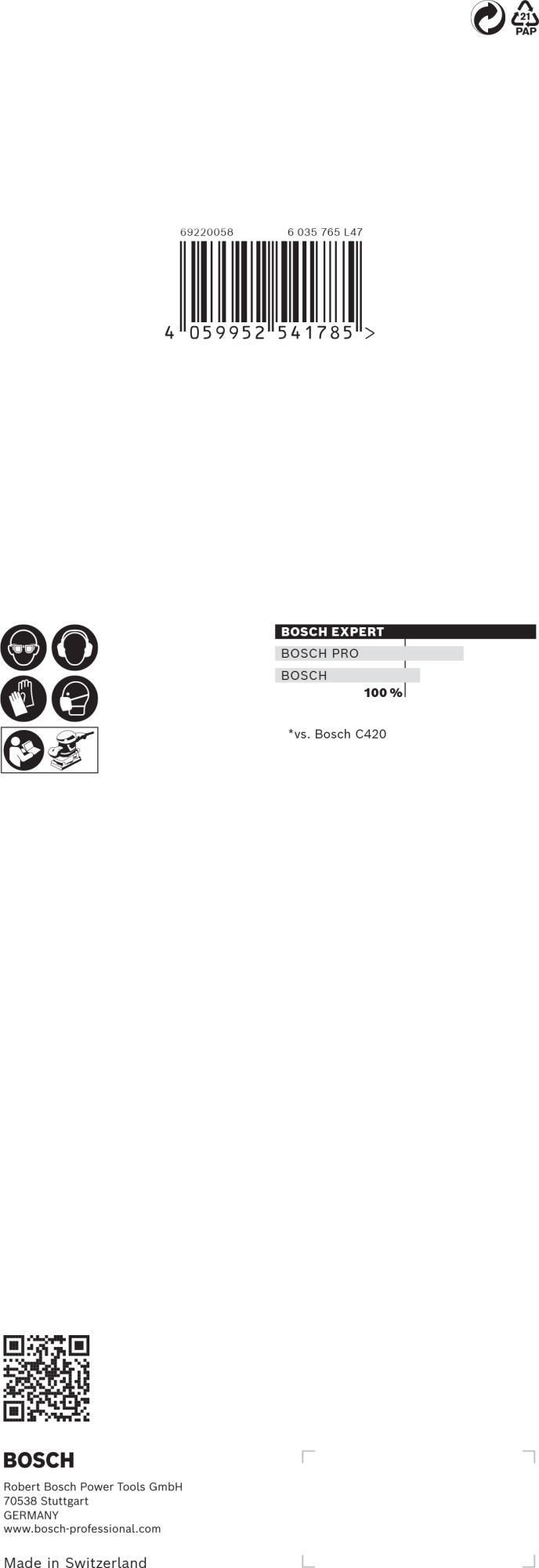 Papel de lija EXPERT C470 sin orificios para lijadoras orbitales de 93 x 230 mm, G 40, 10 unidades