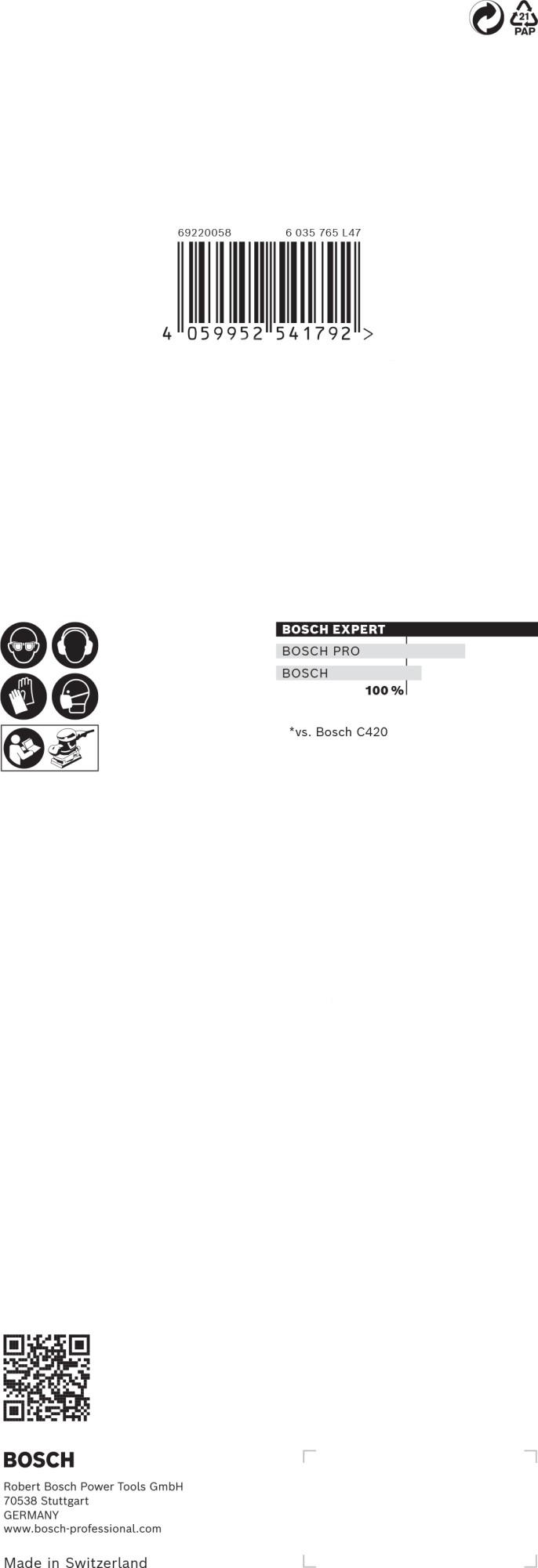 Papel de lija EXPERT C470 sin orificios para lijadoras orbitales de 93 x 230 mm, G 60, 10 unidades