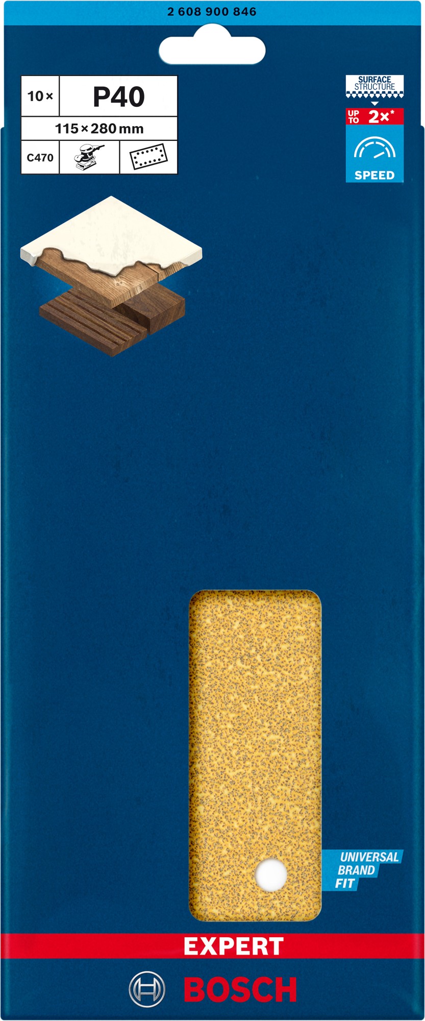 Papel de lija EXPERT C470 con 14 orificios para lijadoras orbitales 115 x 280 mm, G 40 10 unidades