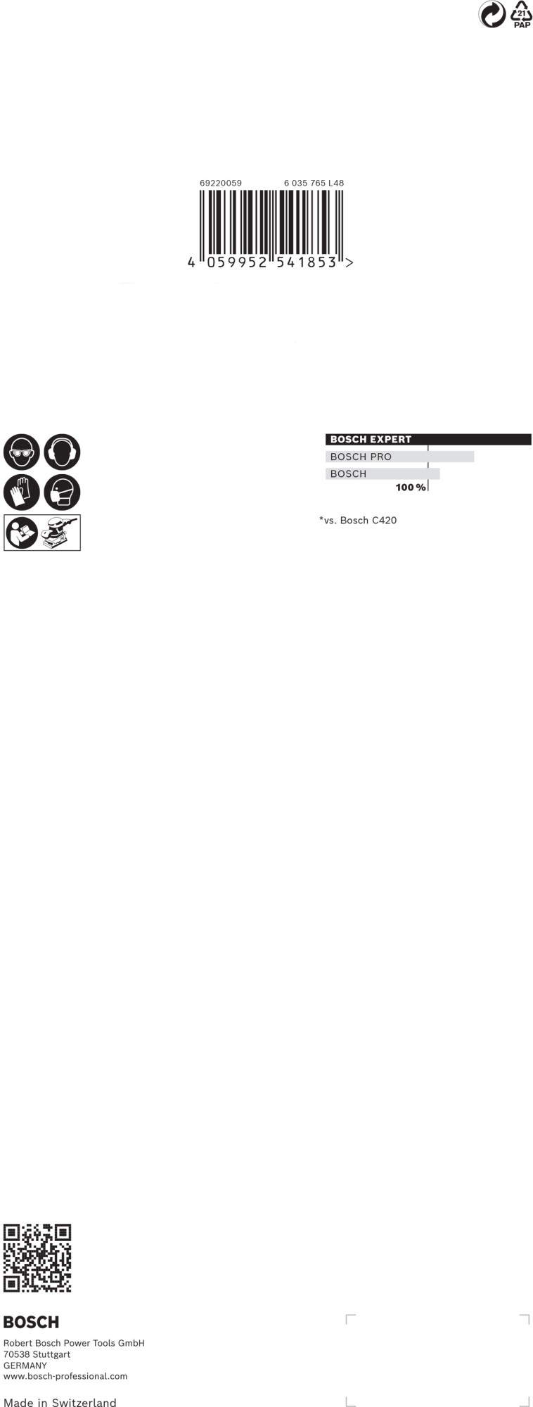 Papel de lija EXPERT C470 con 14 orificios para lijadoras orbitales 115 x 280 mm, G 60 10 unidades