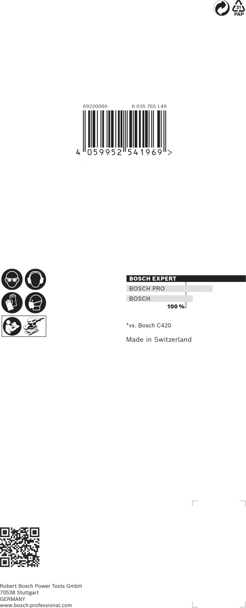 Papel de lija EXPERT C470 con 8 orificios para lijadoras orbitales 93 x 186 mm, G 240 10 unidades