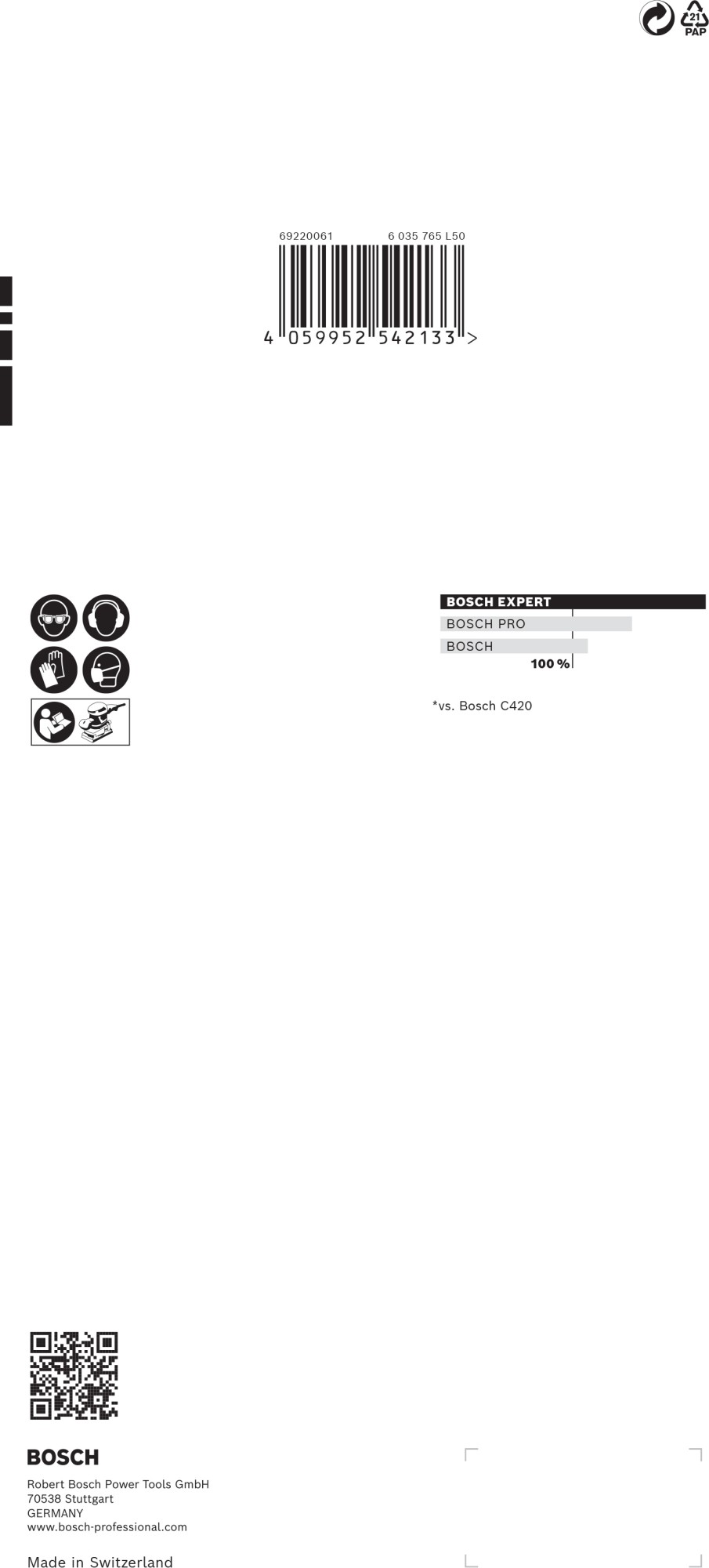 Papel de lija EXPERT C470 con 14 orificios para lijadoras orbitales 115 x 230 mm, G 100 10 unidades