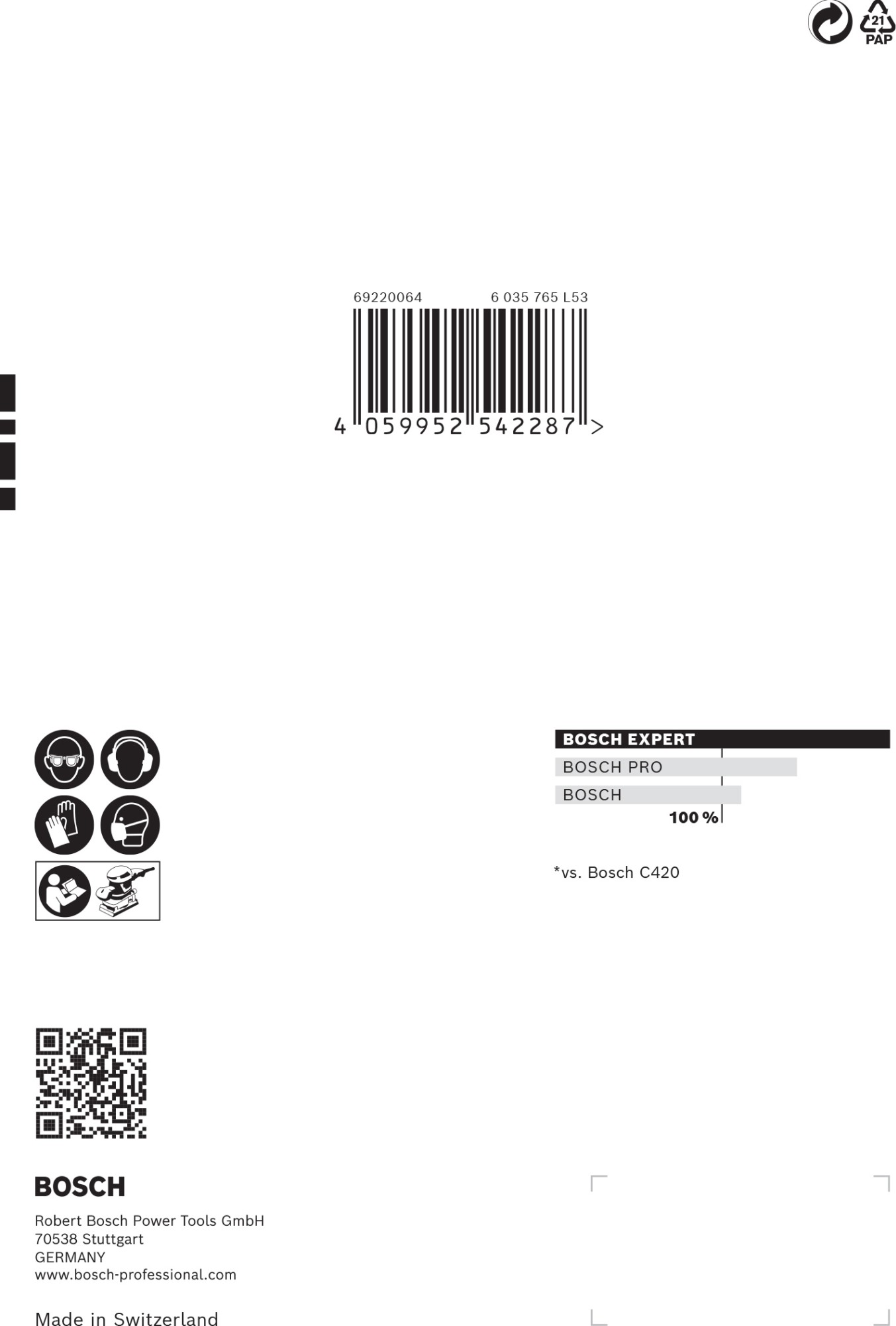 Papel de lija EXPERT C470 con 6 orificios para lijadoras orbitales 115 x 107 mm, G 40 10 unidades