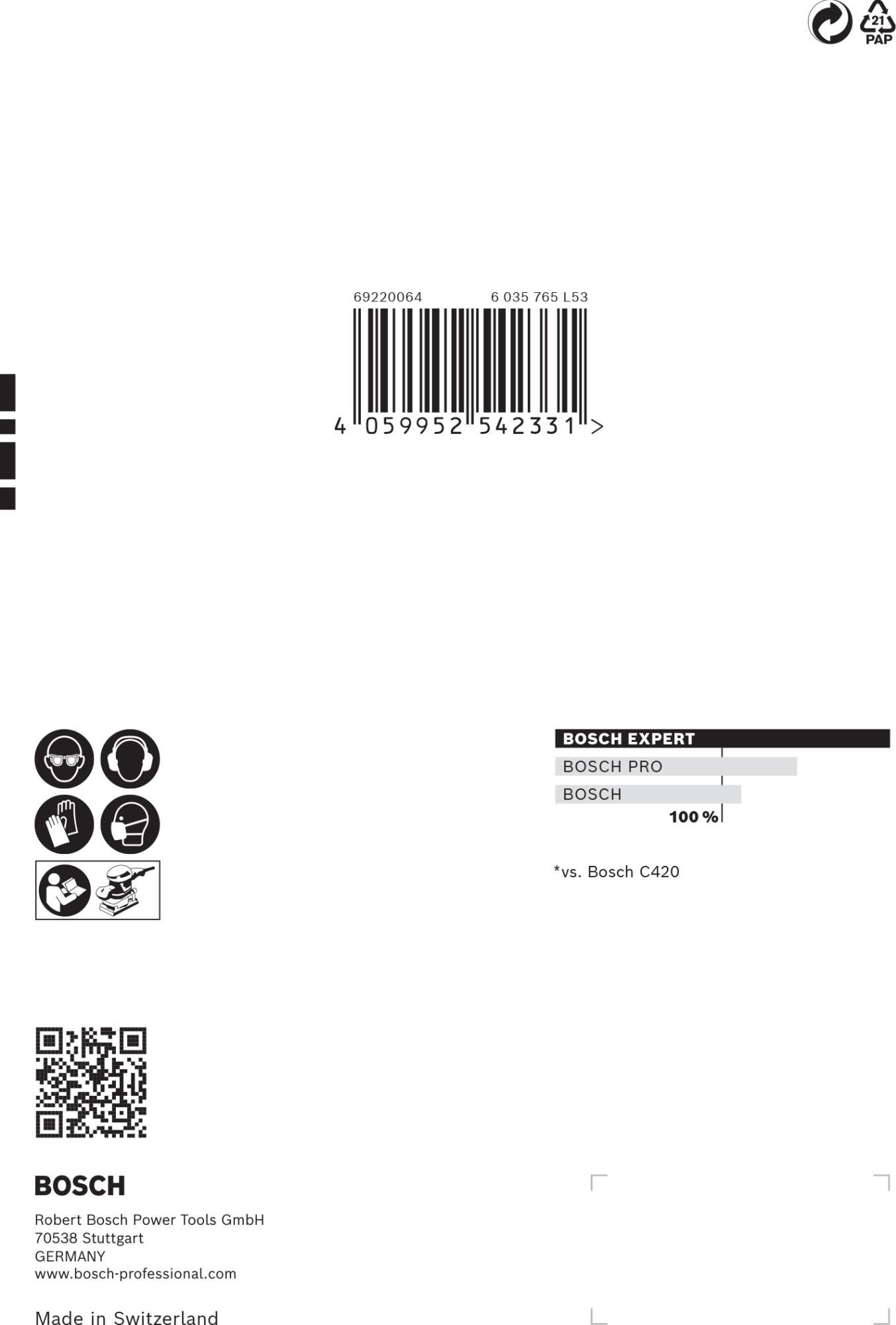 Papel de lija EXPERT C470 con 6 orificios para lijadoras orbitales 115 x 107 mm, G 240 10 unidades