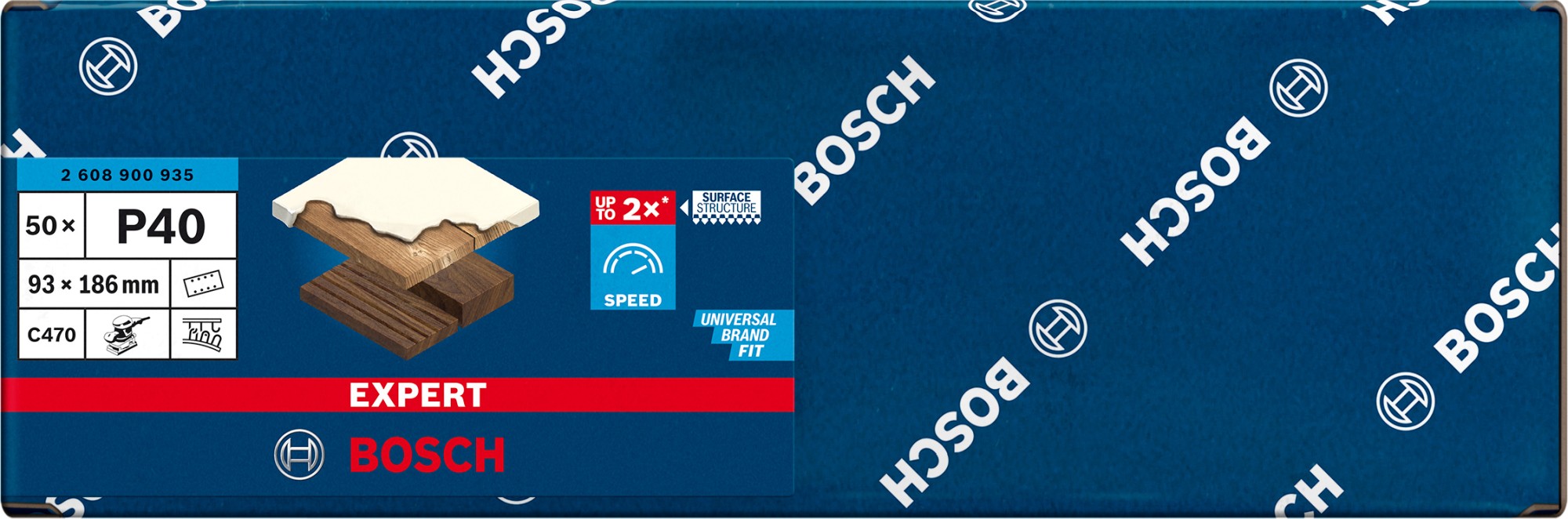 Papel de lija EXPERT C470 con 8 orificios para lijadoras orbitales 93 x 186 mm, G 40 50 unidades