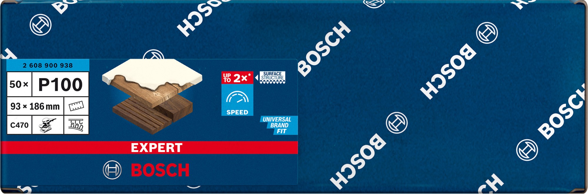 Papel de lija EXPERT C470 con 8 orificios para lijadoras orbitales 93 x 186 mm, G 100 50 unidades