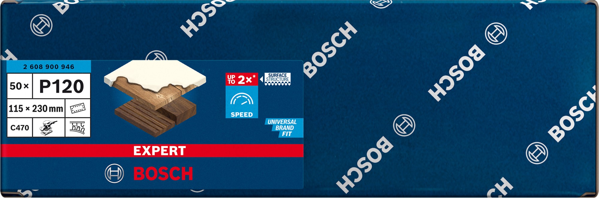 Papel de lija EXPERT C470 con 14 orificios para lijadoras orbitales 115 x 230 mm, G 120 50 unidades