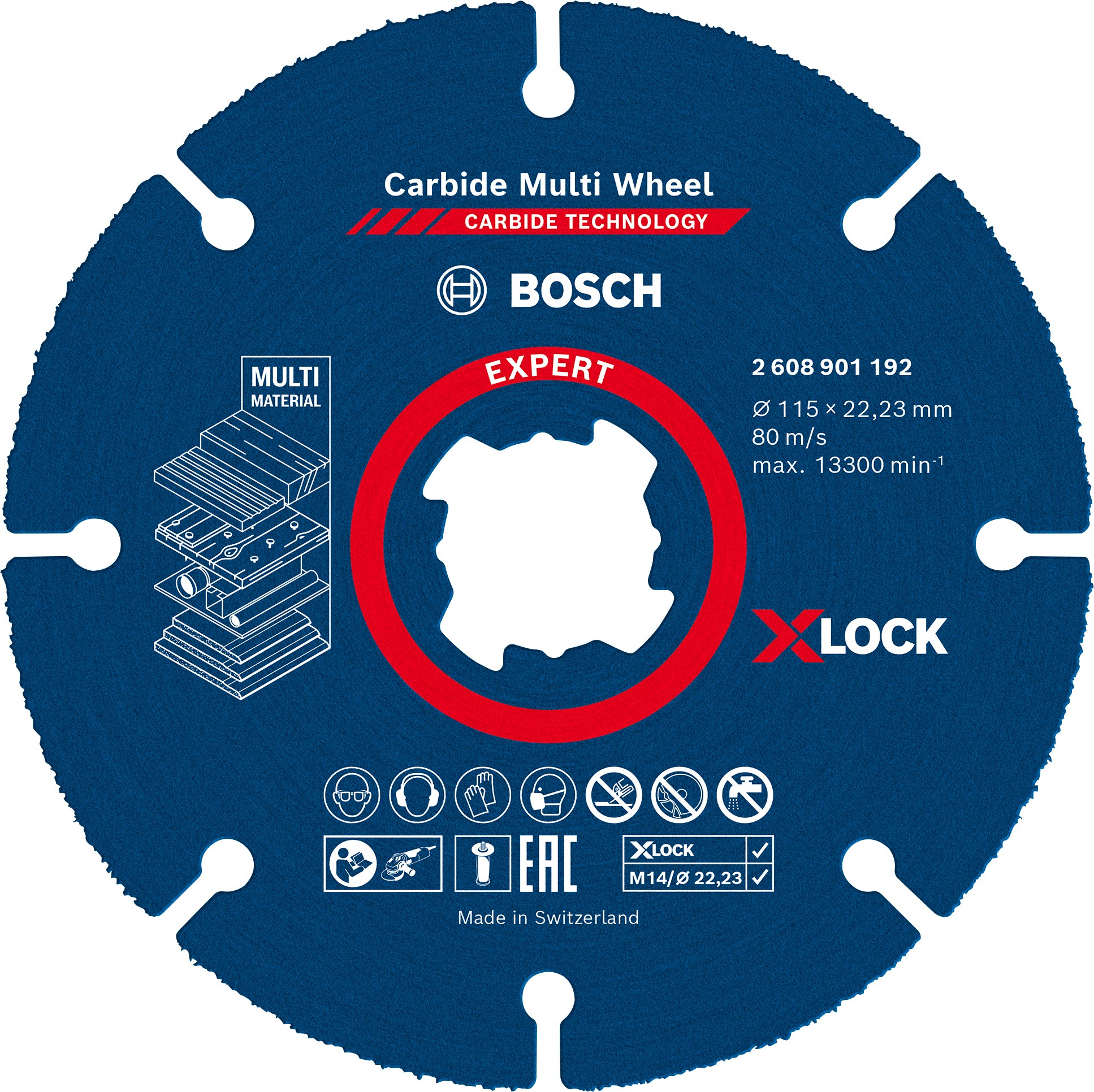 Disco de corte EXPERT Carbide Multi Wheel X-LOCK de 115 mm, 22,23 mm