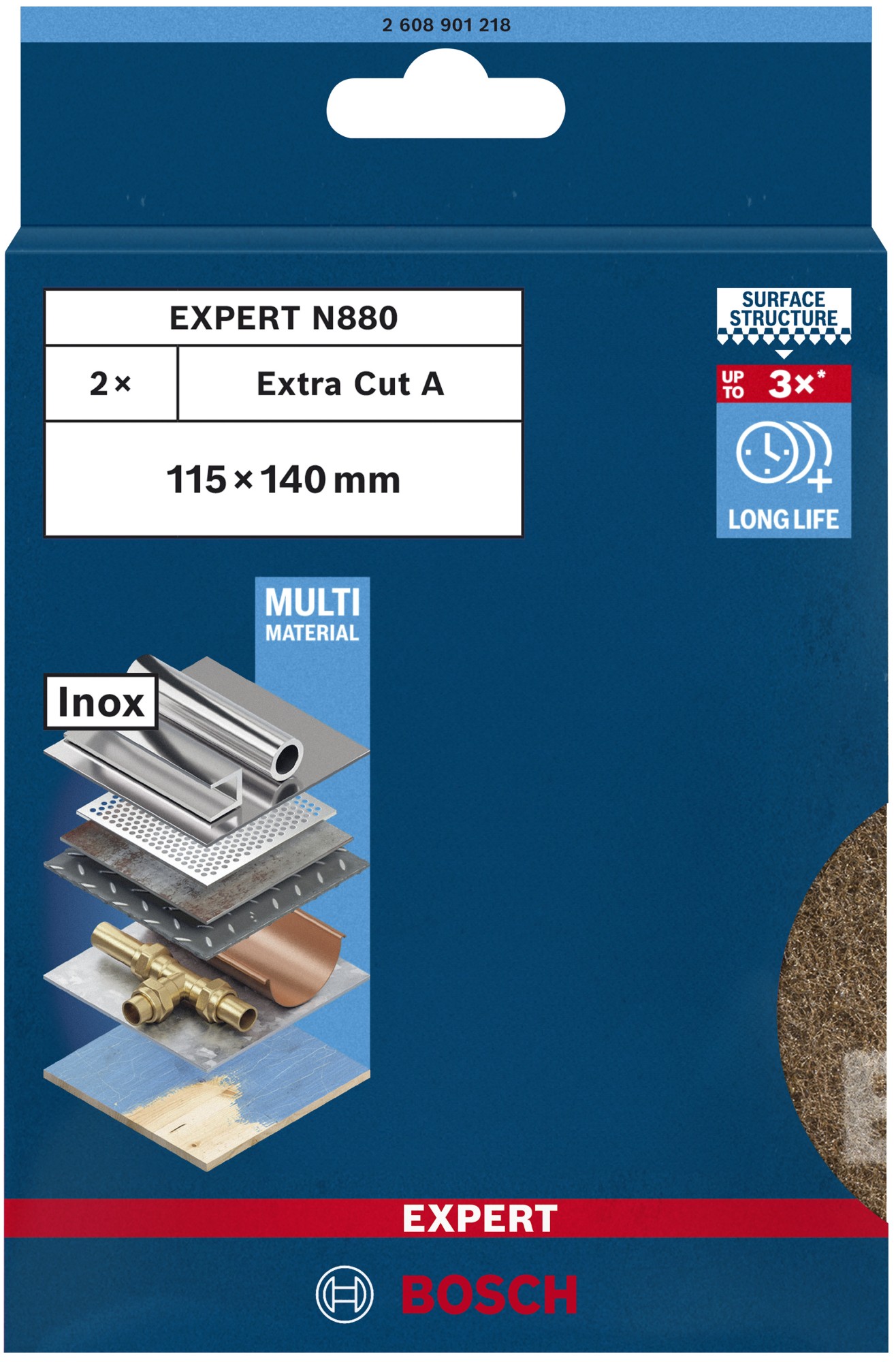 Almohadilla de vellón EXPERT N880 para lijado manual de 115 x 140 mm, gruesa A, 2 uds.