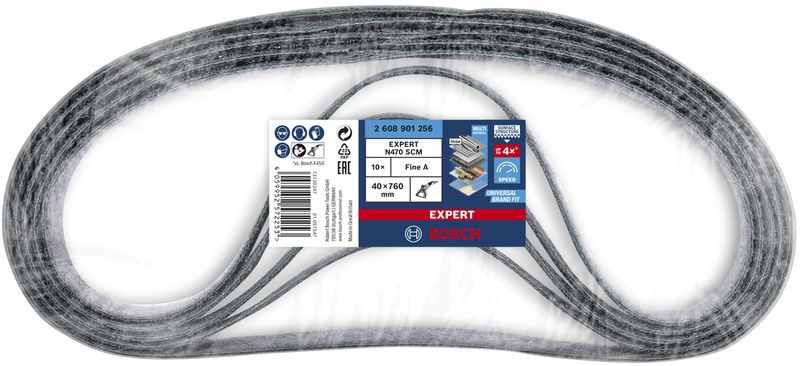 Banda de lija EXPERT N470 para lijadoras de banda de 40 x 760 mm, fino, 10 unidades