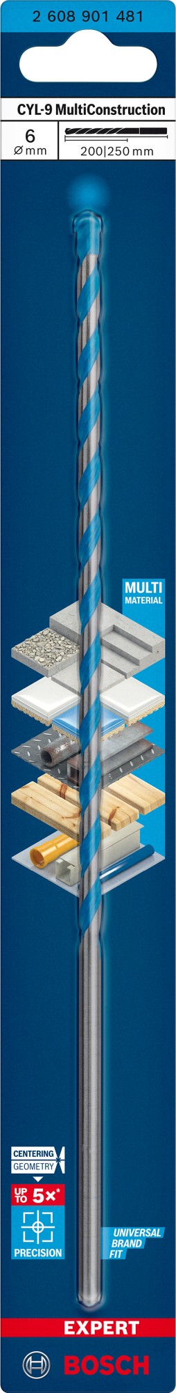 Broca EXPERT CYL-9 MultiConstruction de 6 x 200 x 250 mm