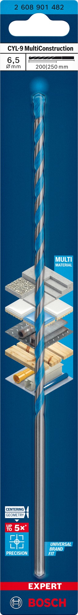 Broca EXPERT CYL-9 MultiConstruction de 6,5 x 200 x 250 mm