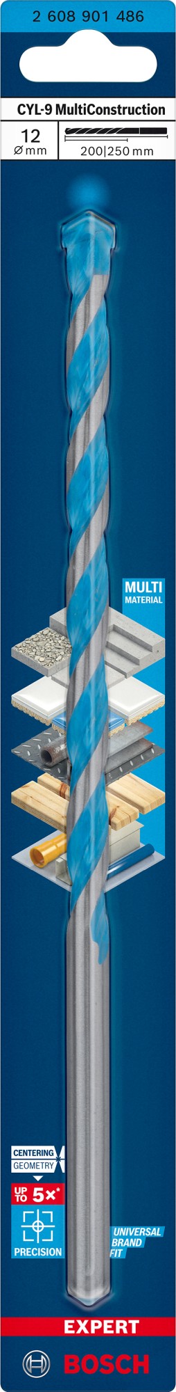 Broca EXPERT CYL-9 MultiConstruction de 12 x 200 x 250 mm