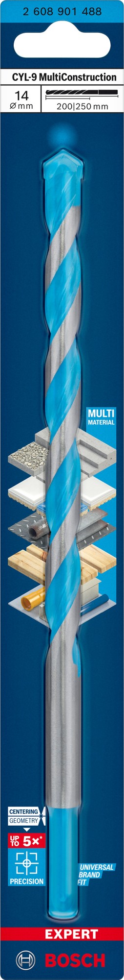 Broca EXPERT CYL-9 MultiConstruction de 14 x 200 x 250 mm