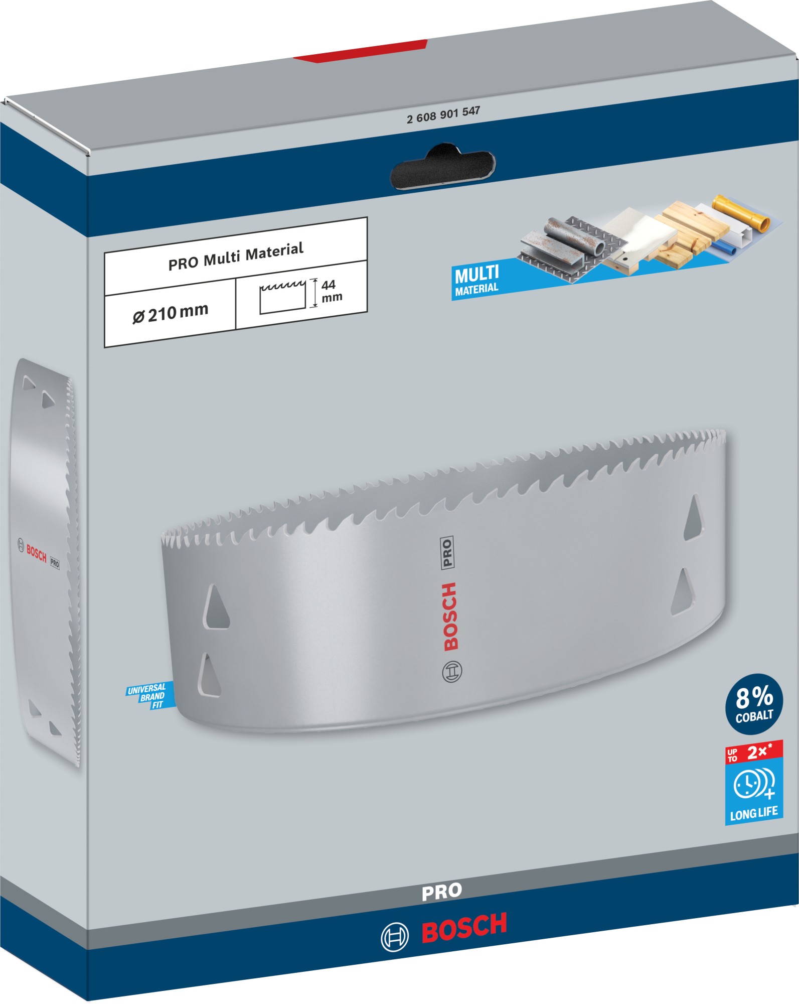 Sierra de corona PRO Multi Material, 210 mm, roscada