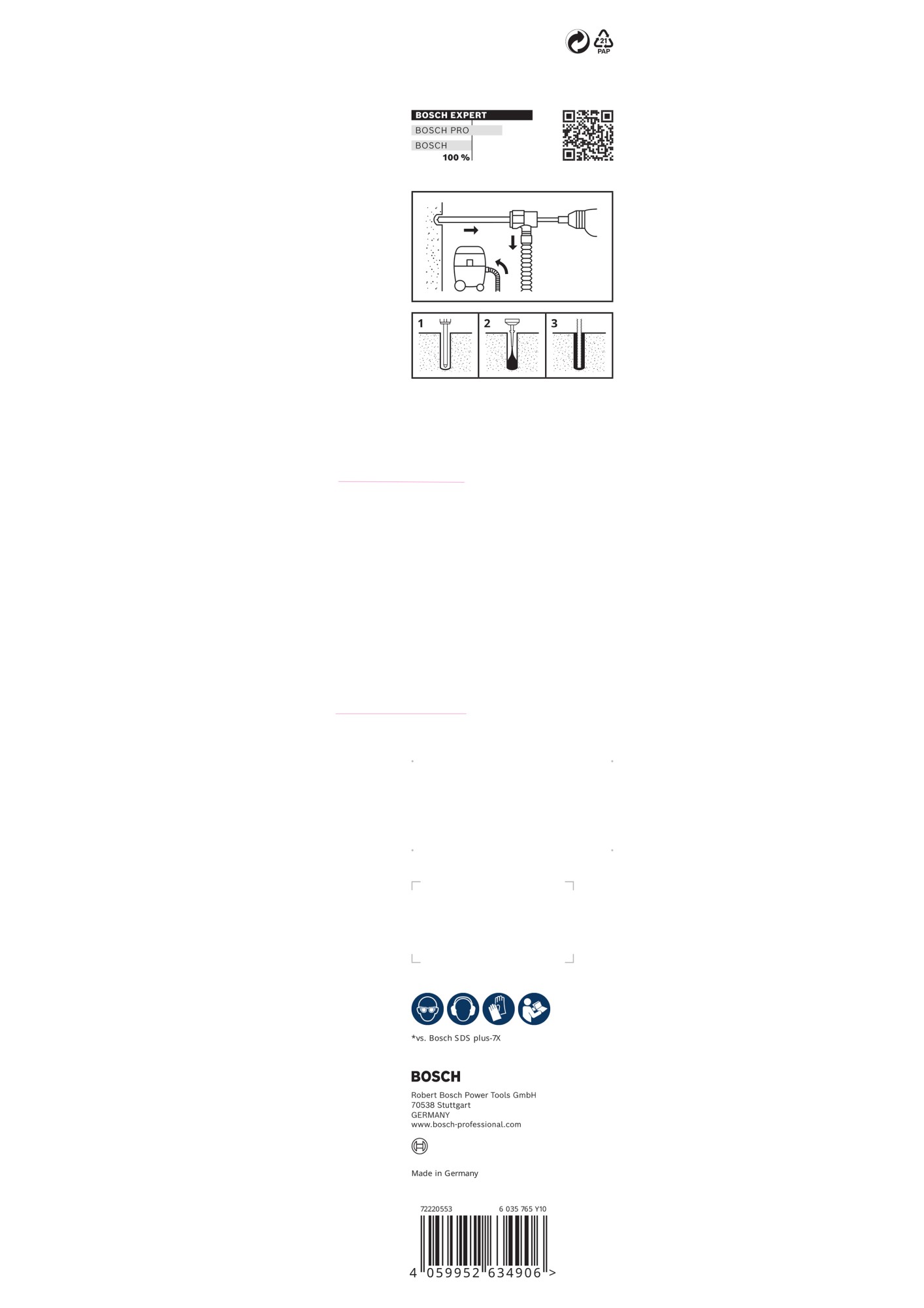 Set de brocas para martillo EXPERT SDS Clean plus-8X de 20 x 400 x 550