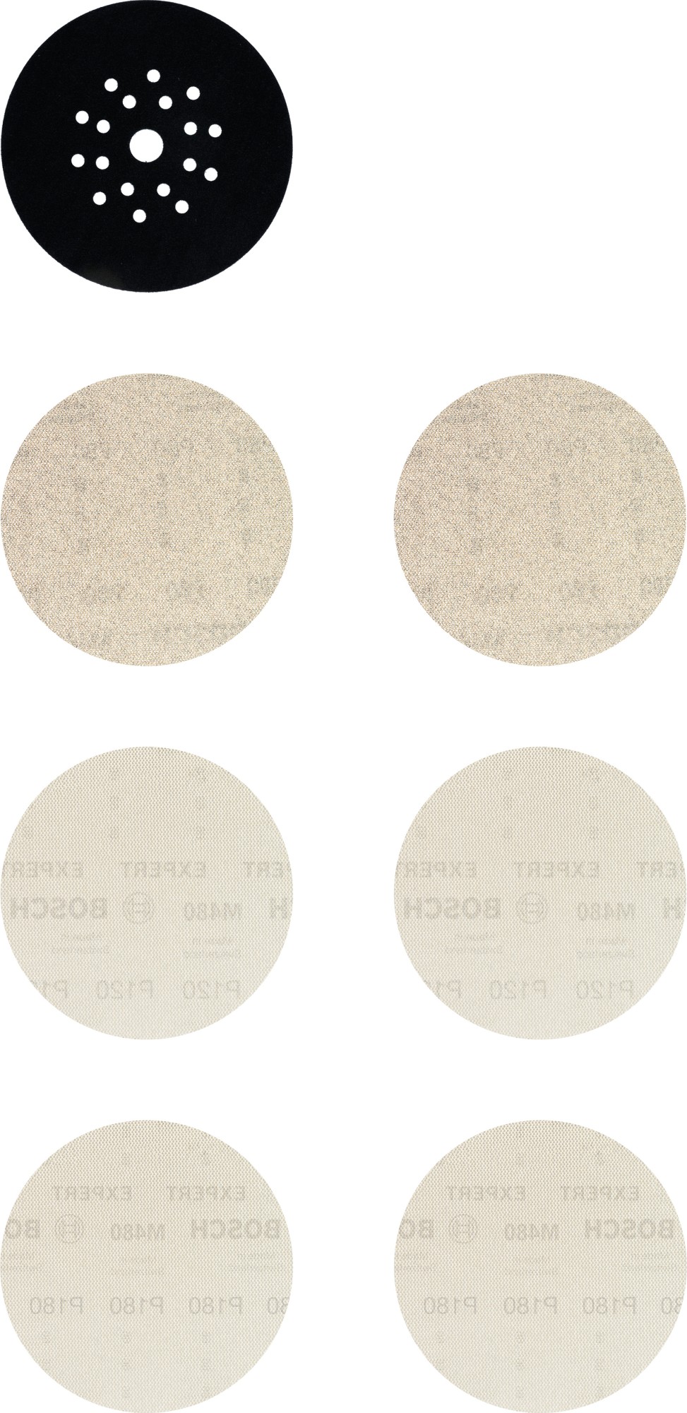 Set de mallas de lija EXPERT M480 de 225 mm, G 80/120/180/protector de plato, 7 unidades