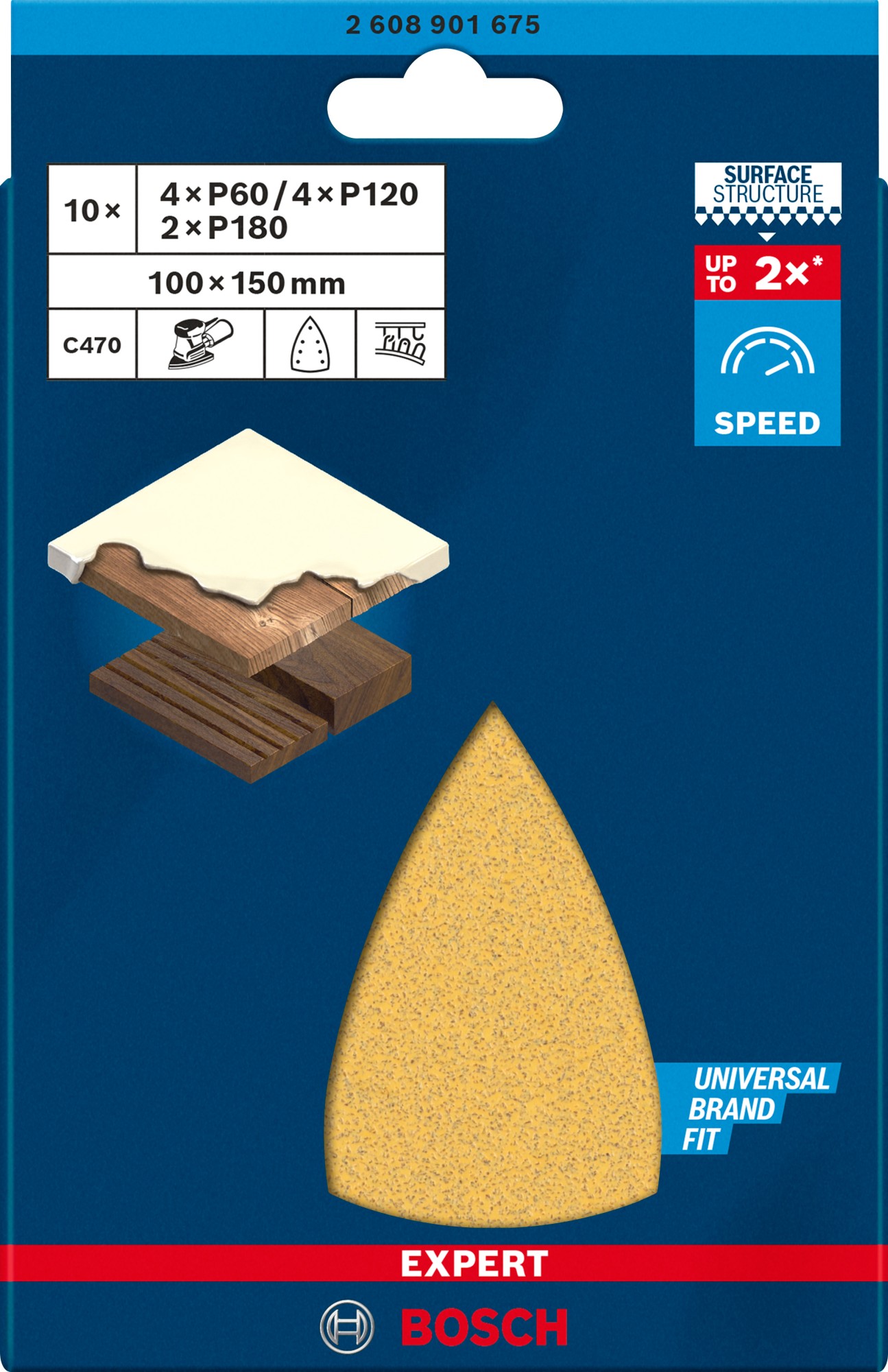 Set de hojas de lija EXPERT C470 de 100 x 150 mm G 60/120/180, 10 unidades