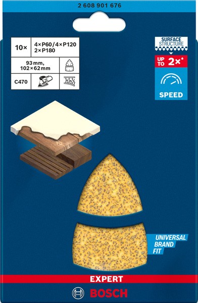 Hoja de lija EXPERT C470 de 102 x 62/93 mm, G 40, 50 unidades