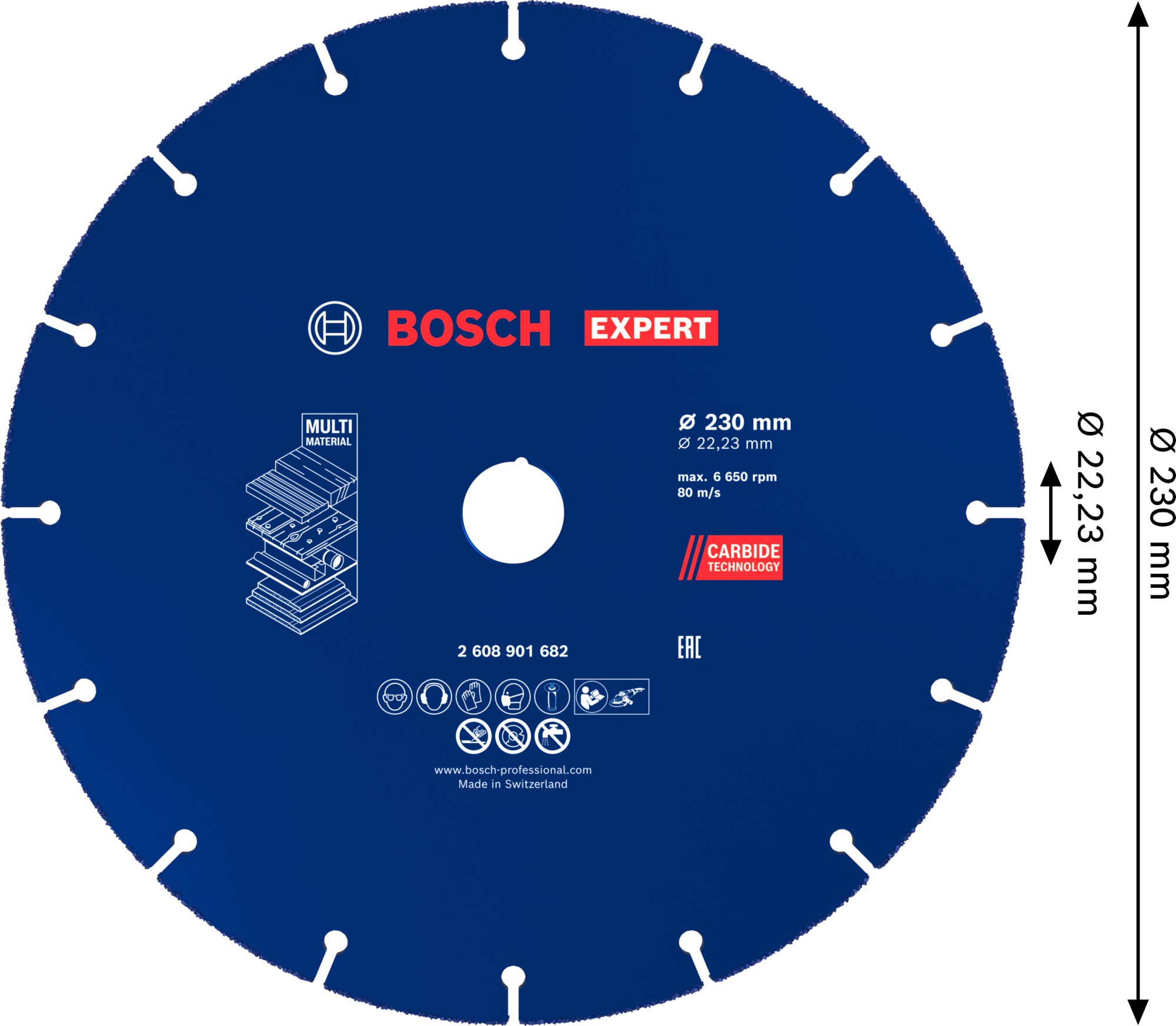 Disco de corte EXPERT Carbide Multi Wheel de 230 mm, 22,23 mm