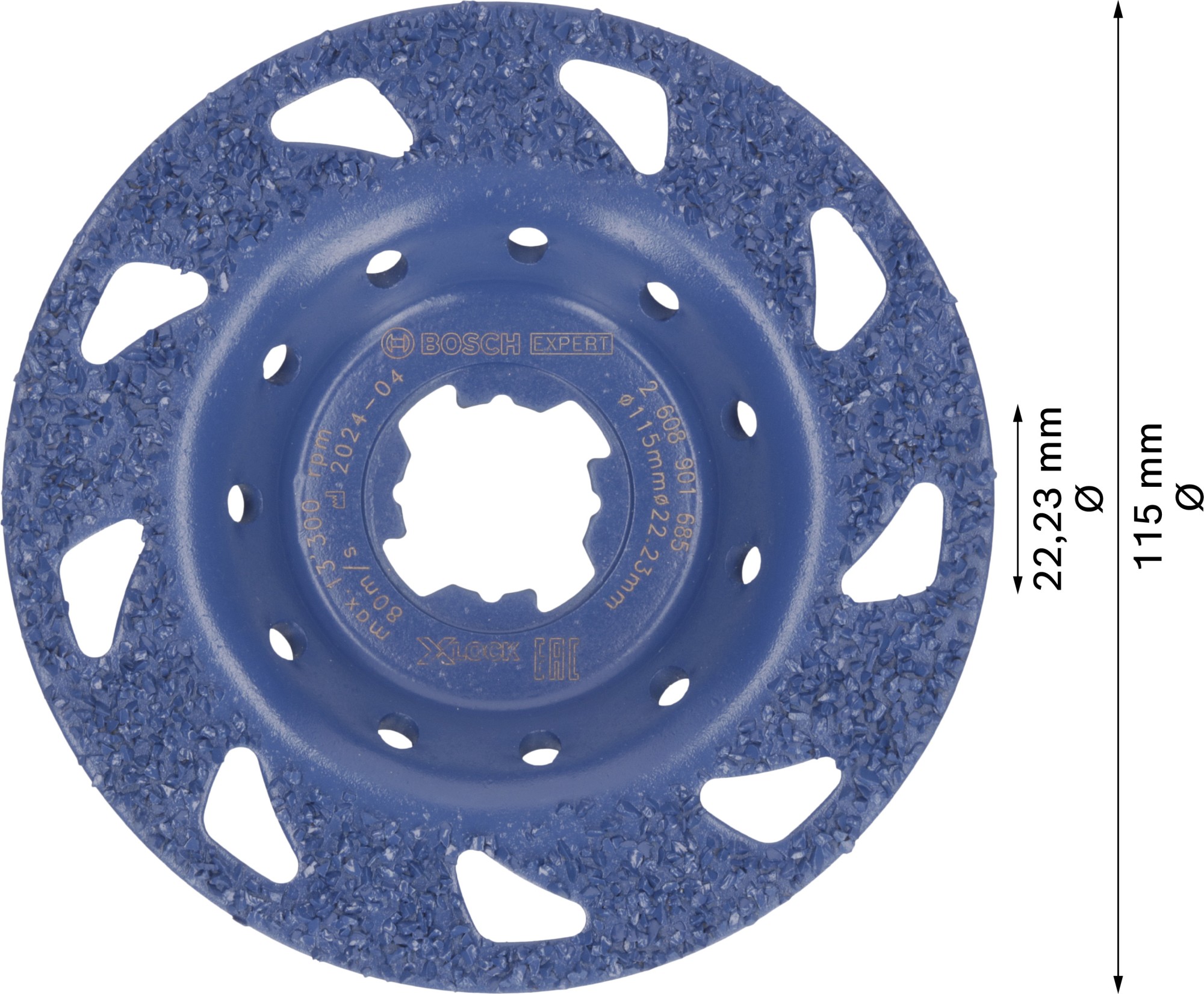 Cabeza de desbaste de carbide EXPERT Multi Material media, plana, X-LOCK, 115 mm, 22,23 mm