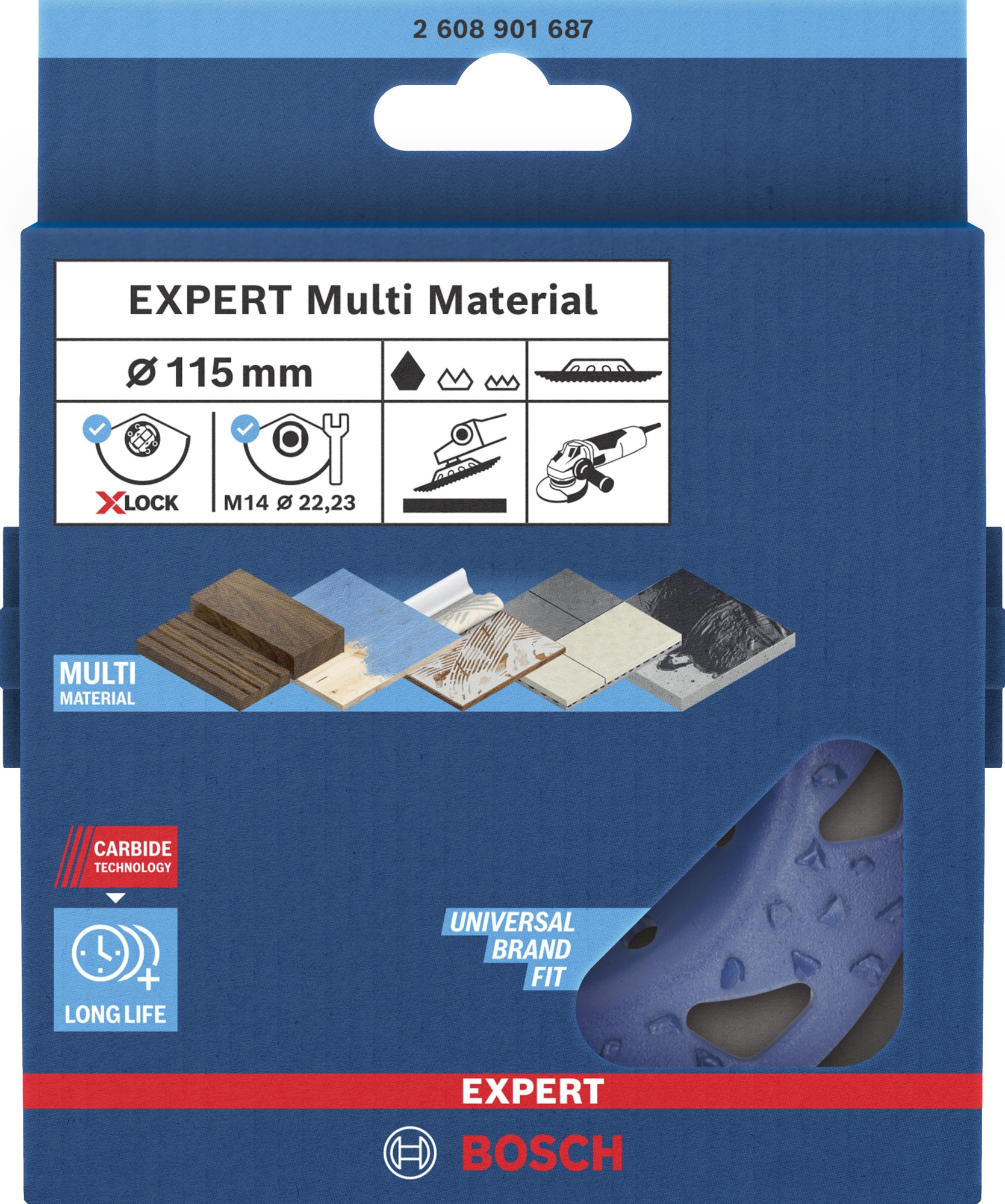 Cabeza de desbaste de carbide EXPERT Multi Material gruesa, inclinada, X-LOCK, 115 mm, 22,23 mm