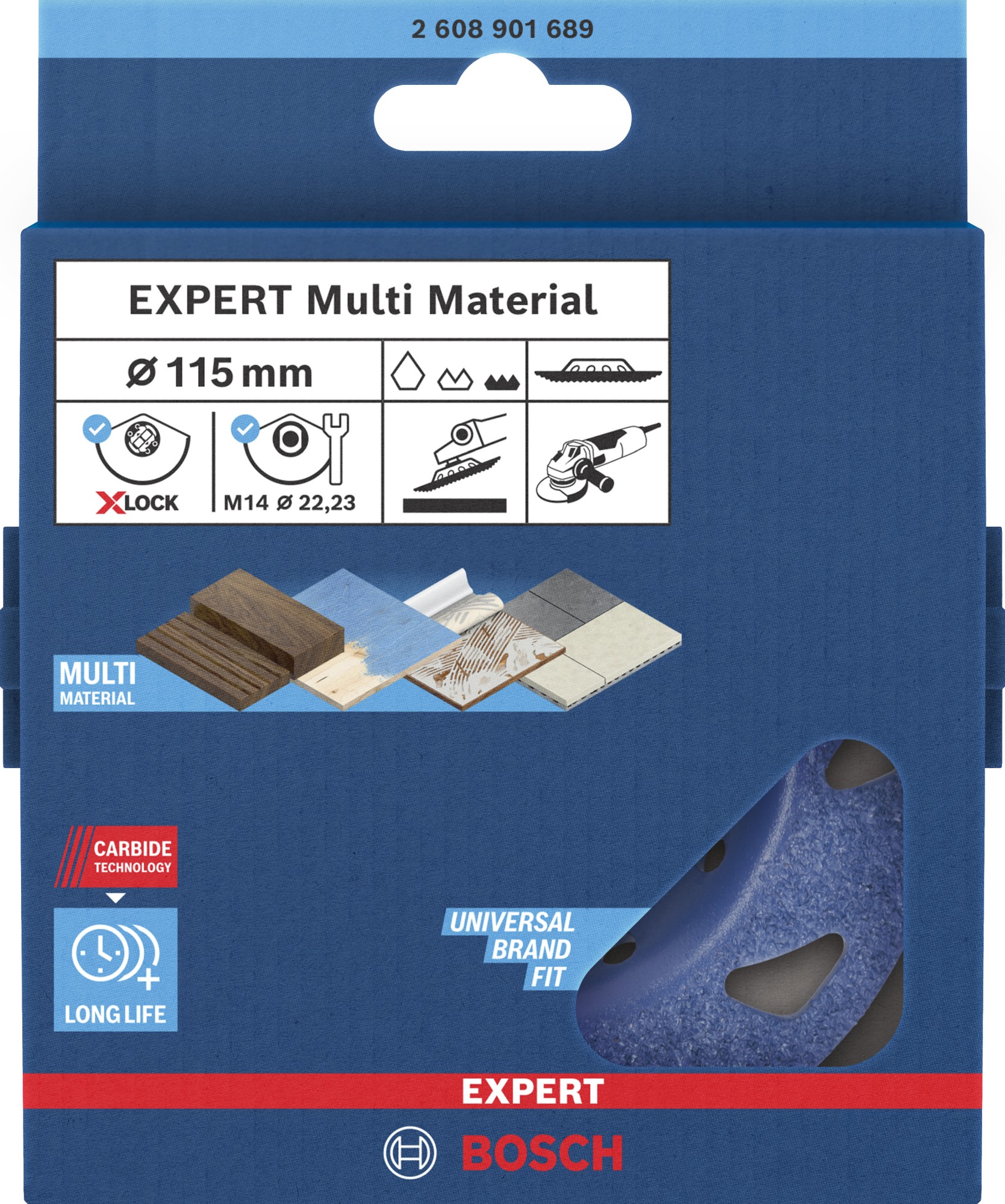 Cabeza de desbaste de carbide EXPERT Multi Material fina, inclinada, X-LOCK, 115 mm, 22,23 mm