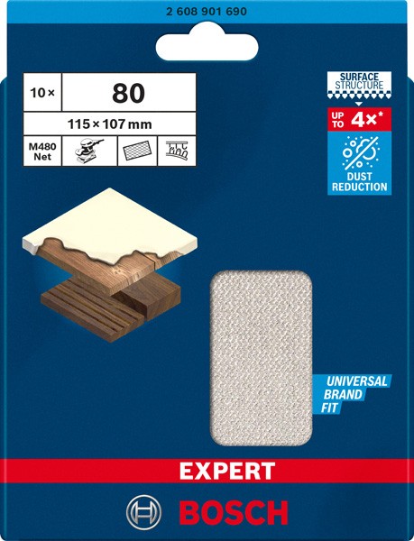 Malla de lija EXPERT M480 de 115 x 107 mm, G 80, 10 uds.