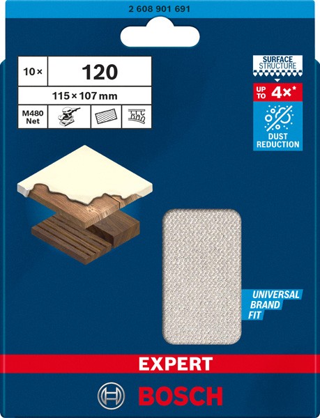 Malla de lija EXPERT M480 de 115 x 107 mm, G 120, 10 uds.