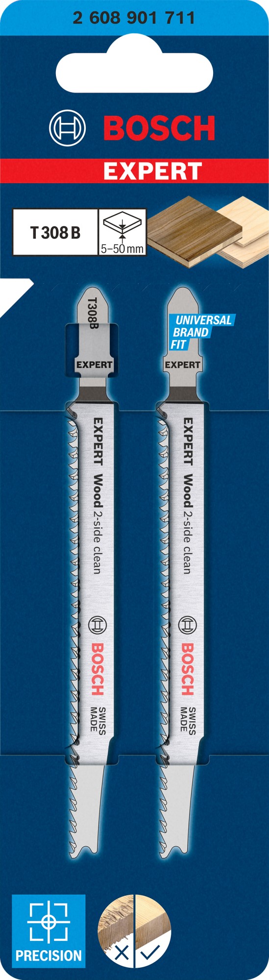 Hoja de sierra de calar EXPERT Wood 2-side clean T308B, 2 uds.