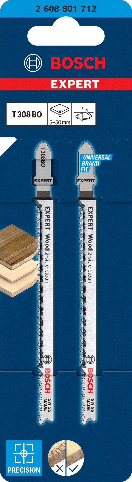 Hoja de sierra de calar EXPERT Wood 2-side clean T308BO, 2 uds.