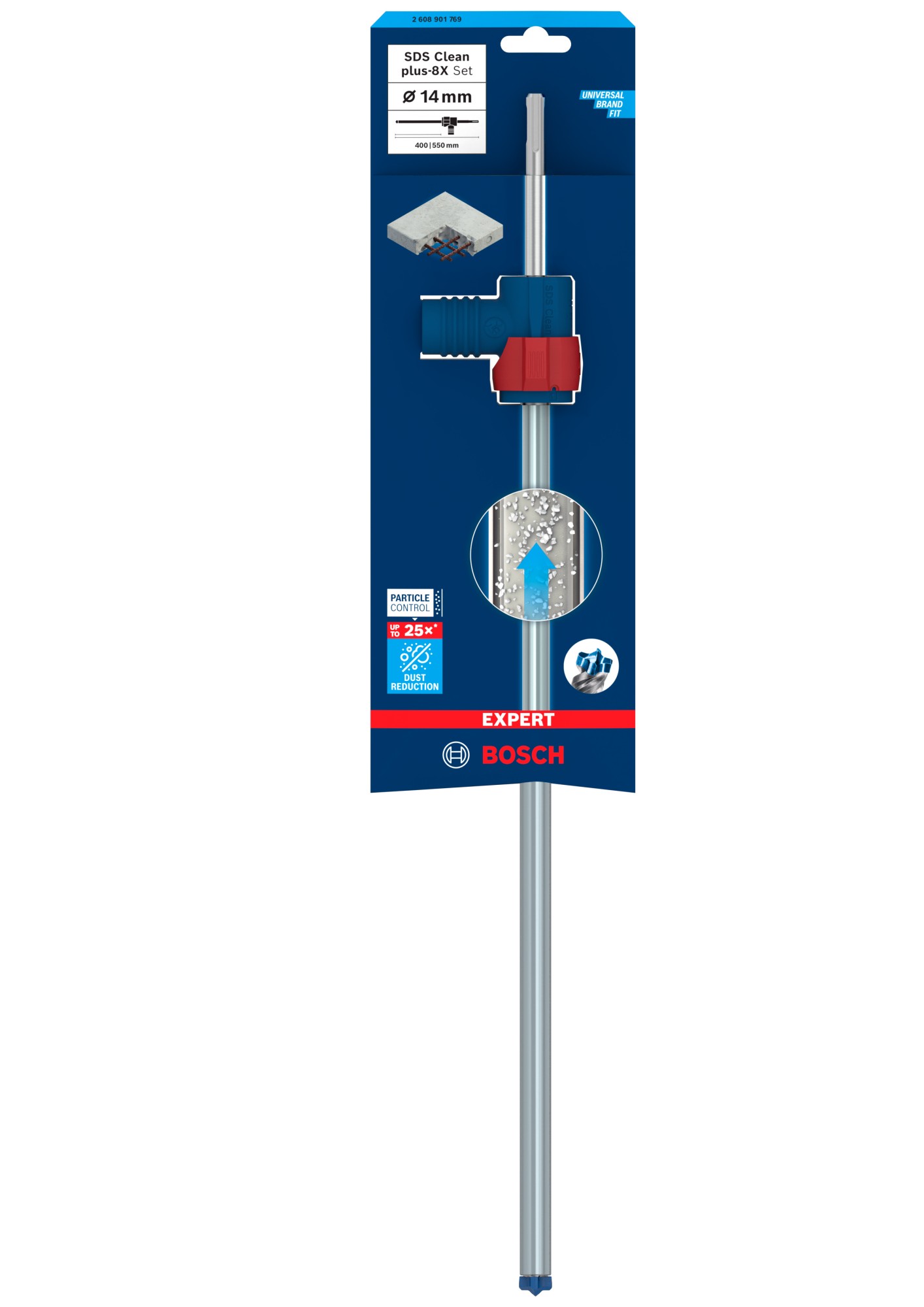 Set de brocas para martillo EXPERT SDS Clean plus-8X de 14 x 400 x 550