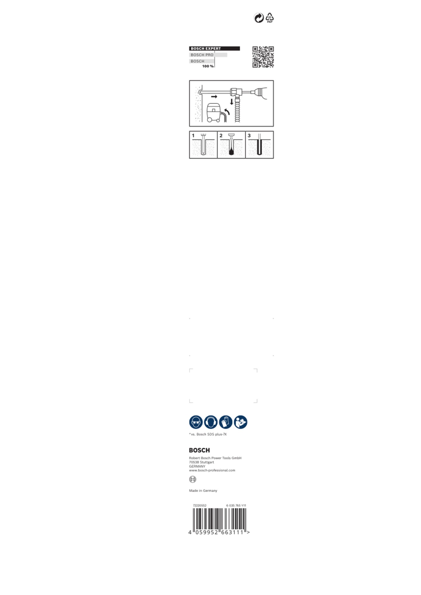 Set de brocas para martillo EXPERT SDS Clean plus-8X de 18 x 400 x 550