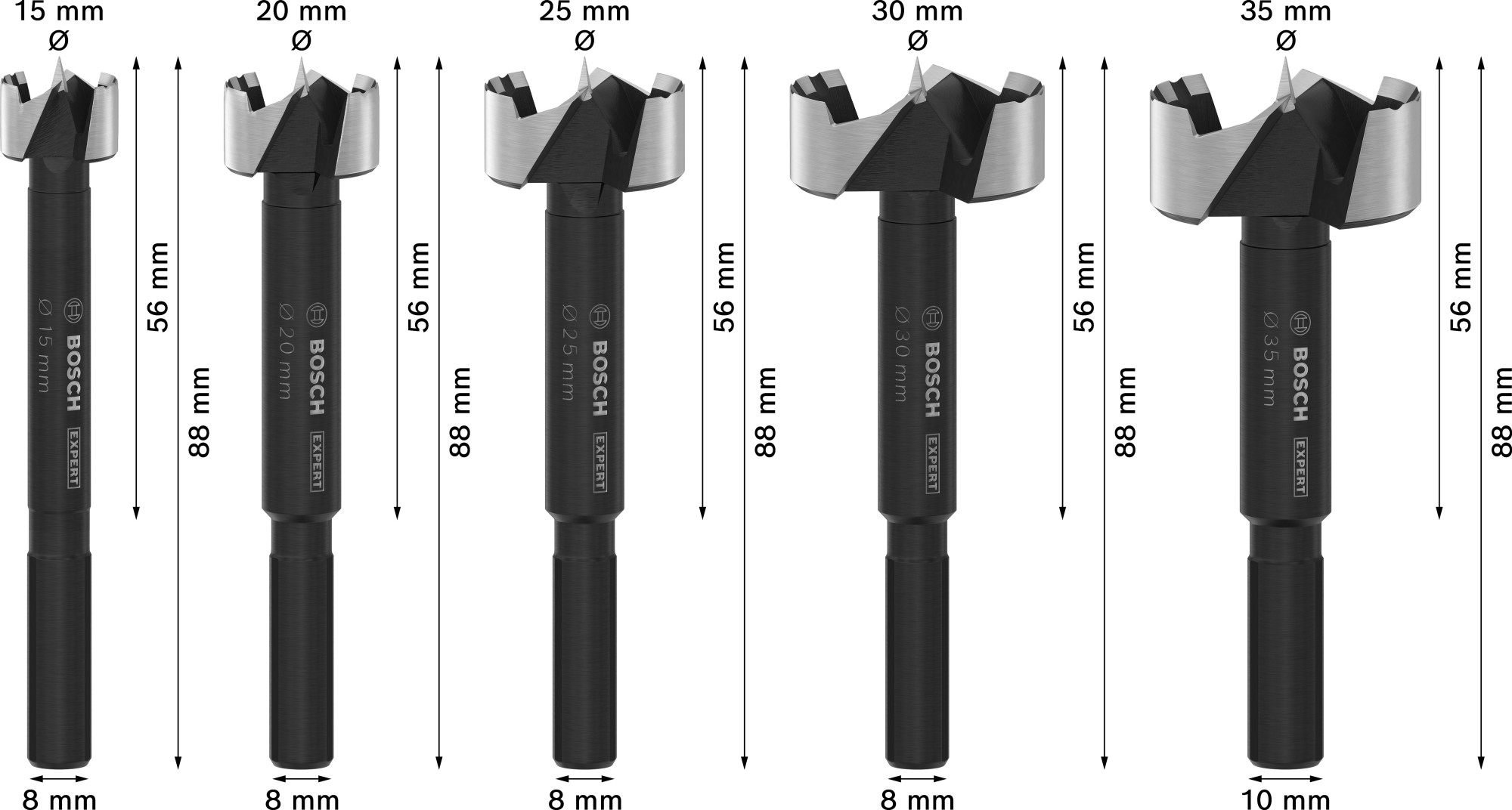 Set de brocas Forstner EXPERT Wood, 5 unidades