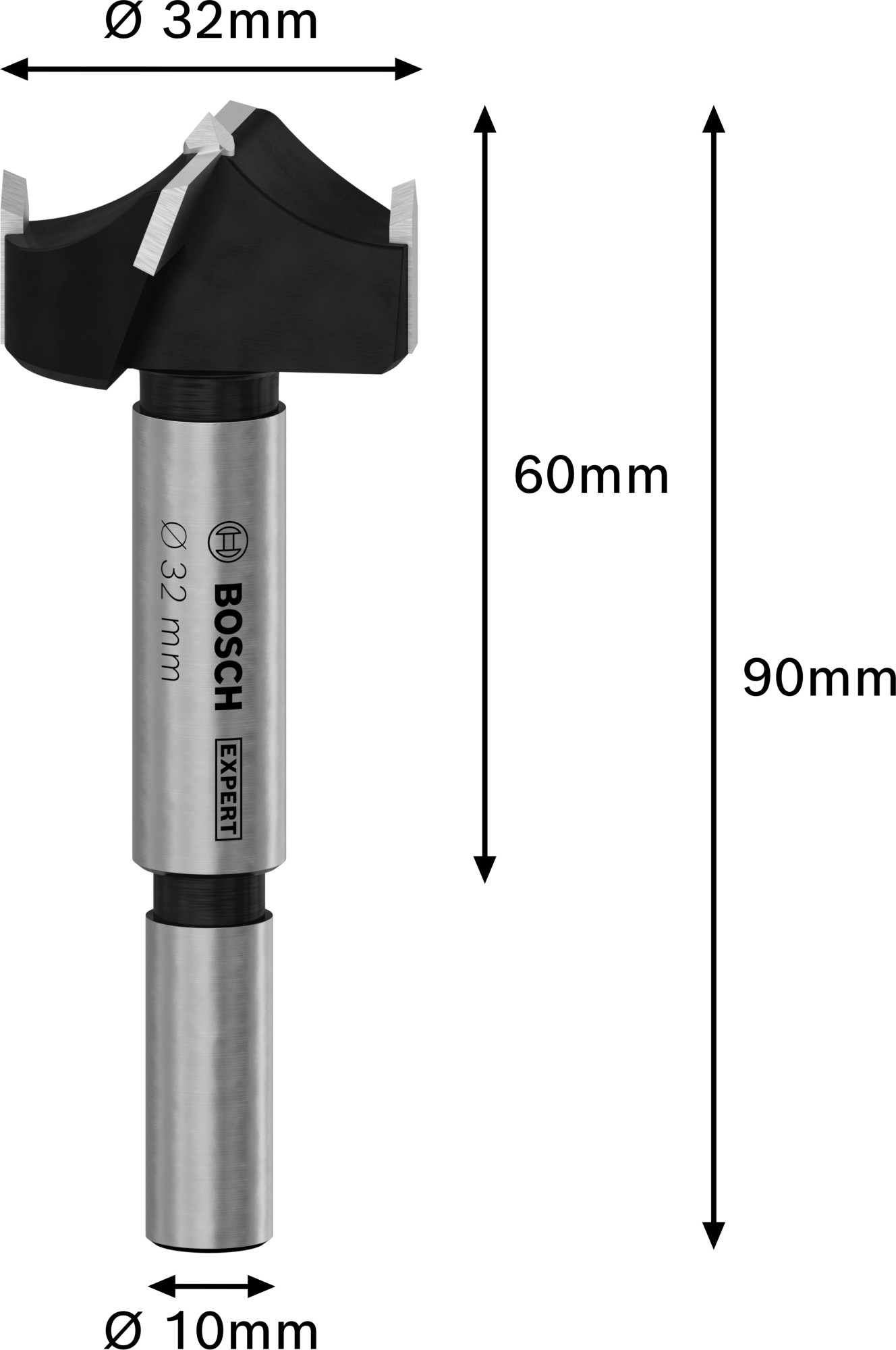 Broca de corte para bisagras EXPERT para madera laminada, 32 x 60 x 90 mm