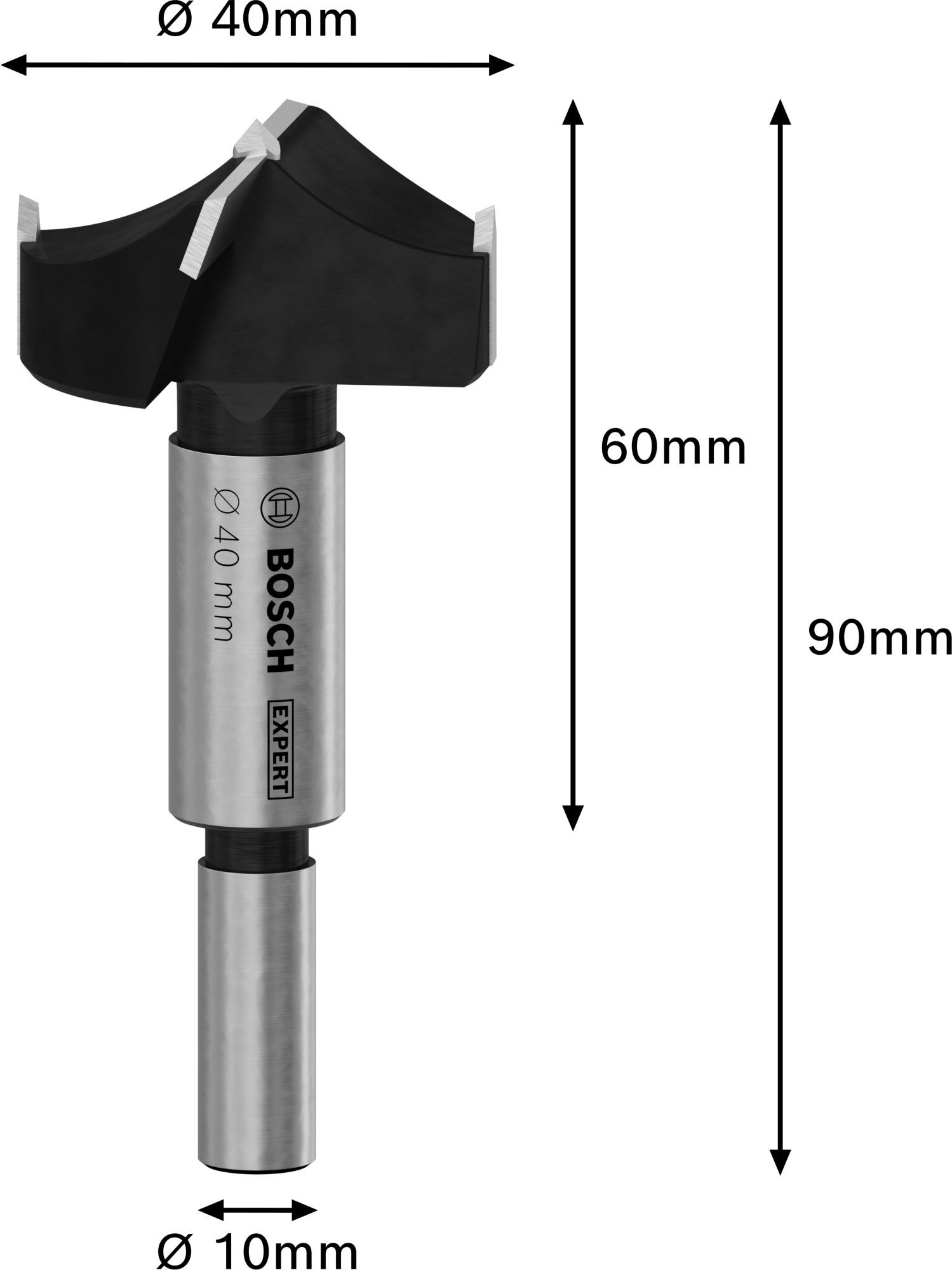 Broca de corte para bisagras EXPERT para madera laminada, 40 x 60 x 90 mm